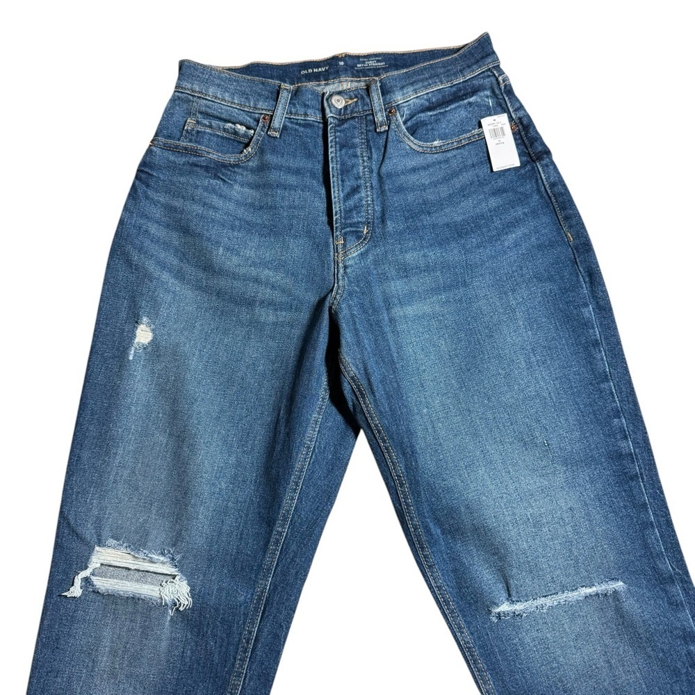NWT Old Navy Extra High Rise Curvy Straight Leg Raw Edge Distressed Jeans - Picture 4 of 10